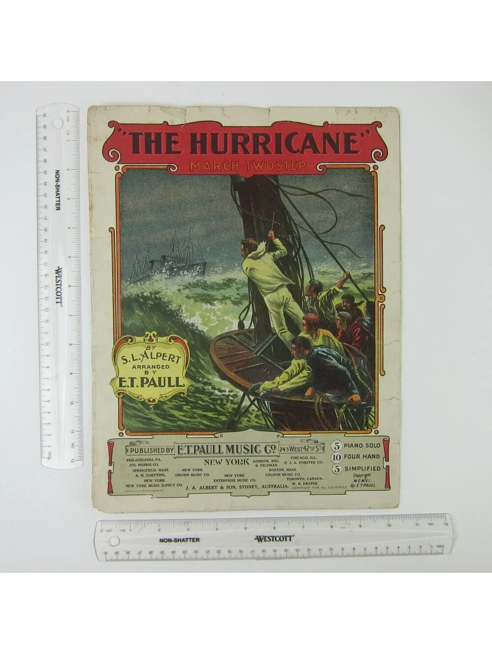 Sheet Music The Hurricane March Two-Step by S.L. Alpert E.T. Paull Antique 1906